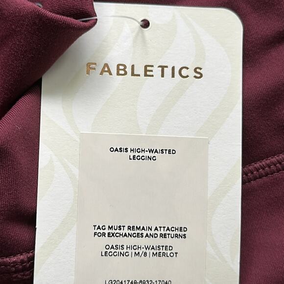 NWT Fabletics Oasis PureLuxe High Waisted 7/8 Leggings Burgundy Size Medium - Picture 4 of 6